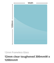 Load image into Gallery viewer, Glass Pool Fence Panel 12mm clear toughened sizes range from 200mmW to 2000mmW x 1200mmH
